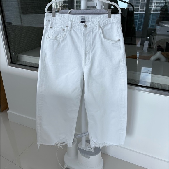 Citizens of Humanity White Ayla Raw Hem Crop Pants - Picture 5 of 13